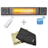 VASNER Appino BEATZZ Grau Bluetooth Infrarot-Heizstrahler, LED, Musik-Lautsprecher mit AirCape Haube